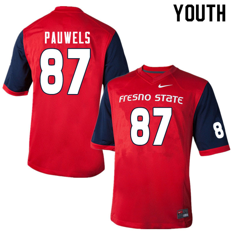 Youth #87 Raymond Pauwels Fresno State Bulldogs College Football Jerseys Sale-Red
